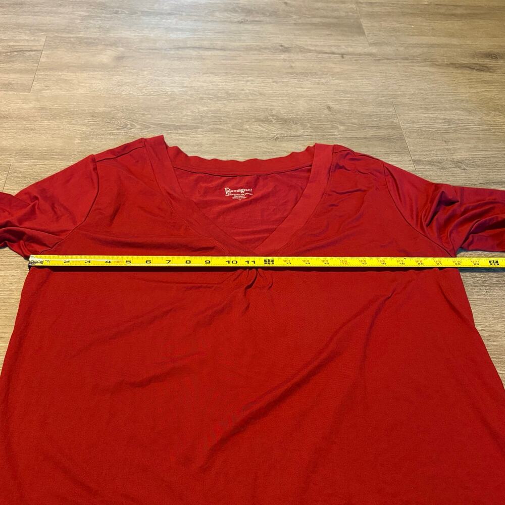 Pajamagram Sleep Top Womens 1X Red V-Neck Short Sleeve Pajama Shirt Soft - Picture 3 of 10